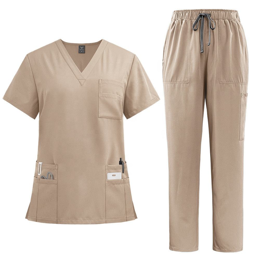 72% recycled polyester 23% viscose 5% spandex Quick-drying short-sleeved Medical workwear