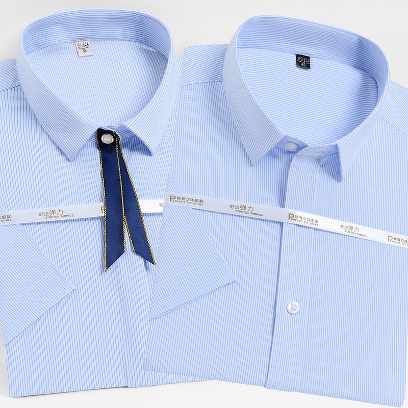 Men's Government Bank Business Summer Short-Sleeved Bamboo Fiber Satin Shirt