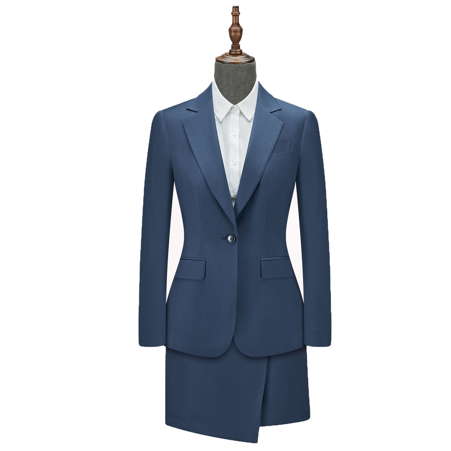 Fall and Winter Woolen Button Decoration Striped Pattern Women's Elegant Suit Office Uniform